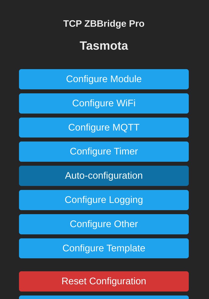 tasmota configuration menu