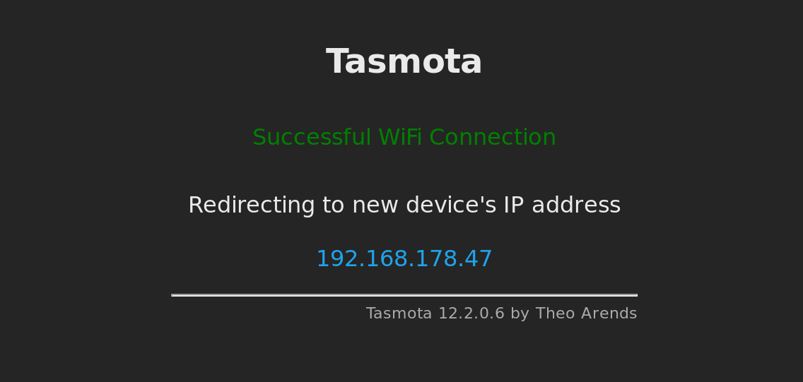 tasmota connection sucessful